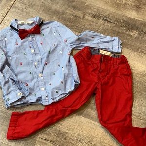 Holiday button up shirt and slacks